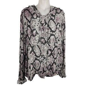 Chaser Snake Print Utility Bomber Jacket Hooded Full Zip Soft Animal Reptile L